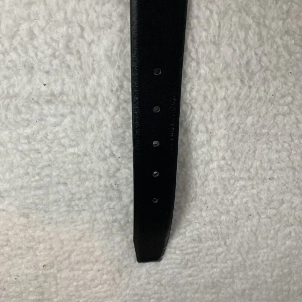 Arello Valentino Dress Belt Men's 44 Black Leather Silver Buckle Adjustable 9606